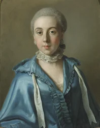 Portrait of a Lady with a Blue Dress and Lace Collar